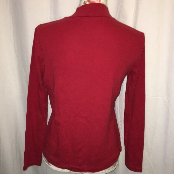 Turtle Neck Long Sleeve Red Shirt - Picture 4 of 5